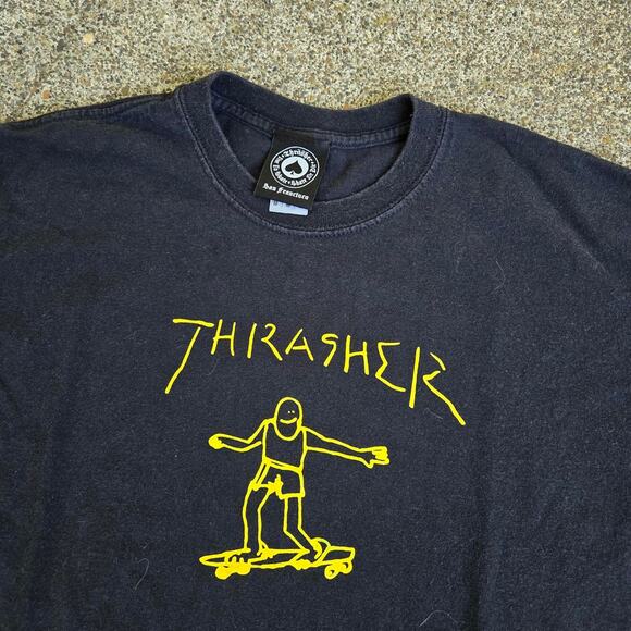 Vtg Y2k THRASHER MAGAZINE Cartoon Skateboarder Graphic Skate T Shirt M - Picture 3 of 5